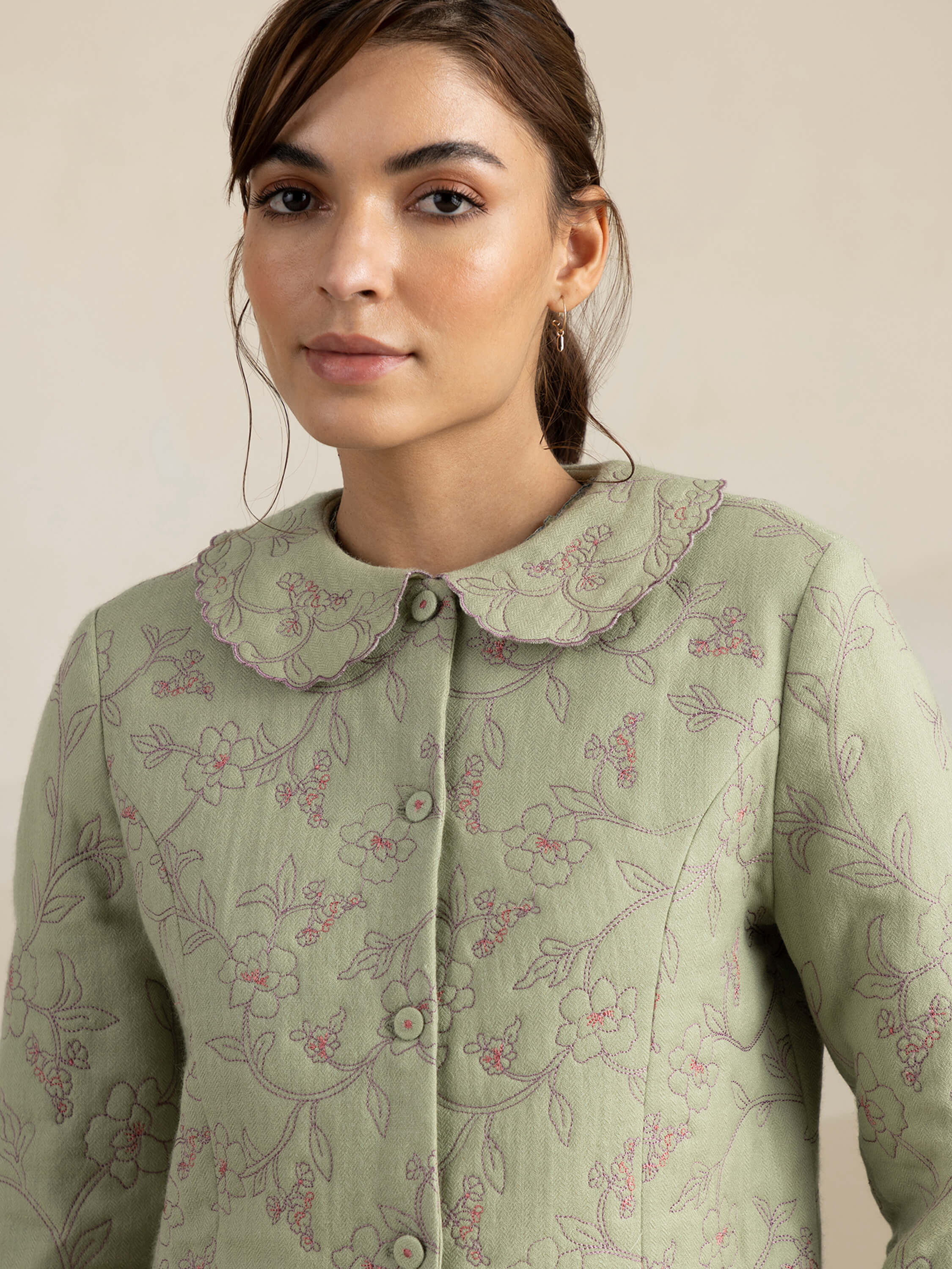 Moss Quilted Wool Jacket - Image 5